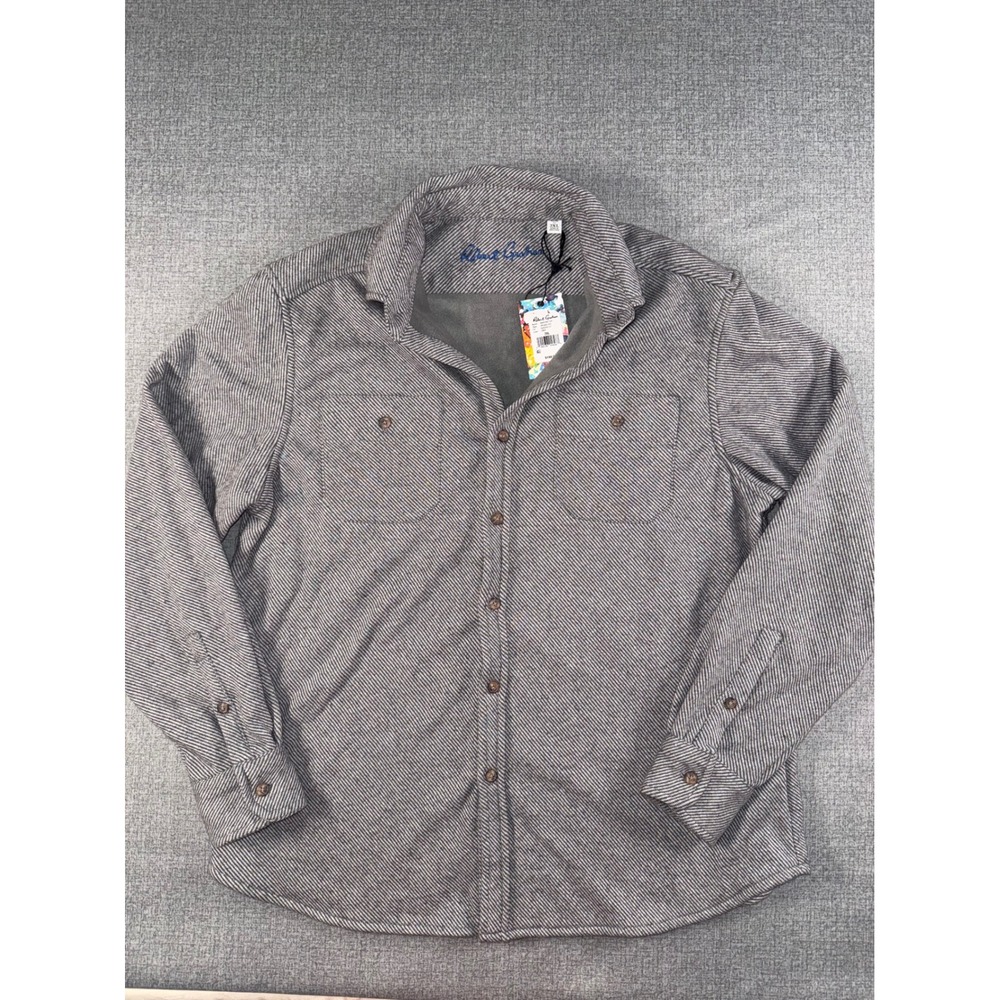 New Robert Graham Barford Top Mens 2XL Grey Gray Stripe Shirt Jacket Fleece Cozy